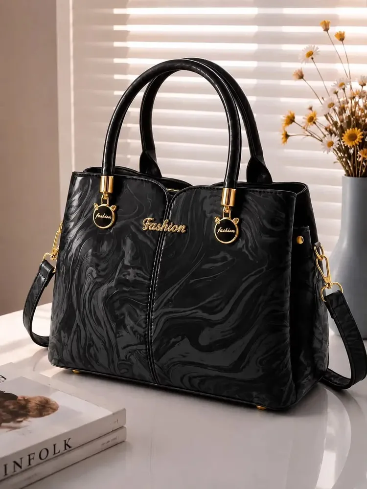 Rexine Top Handle Bag with Pouch view 1