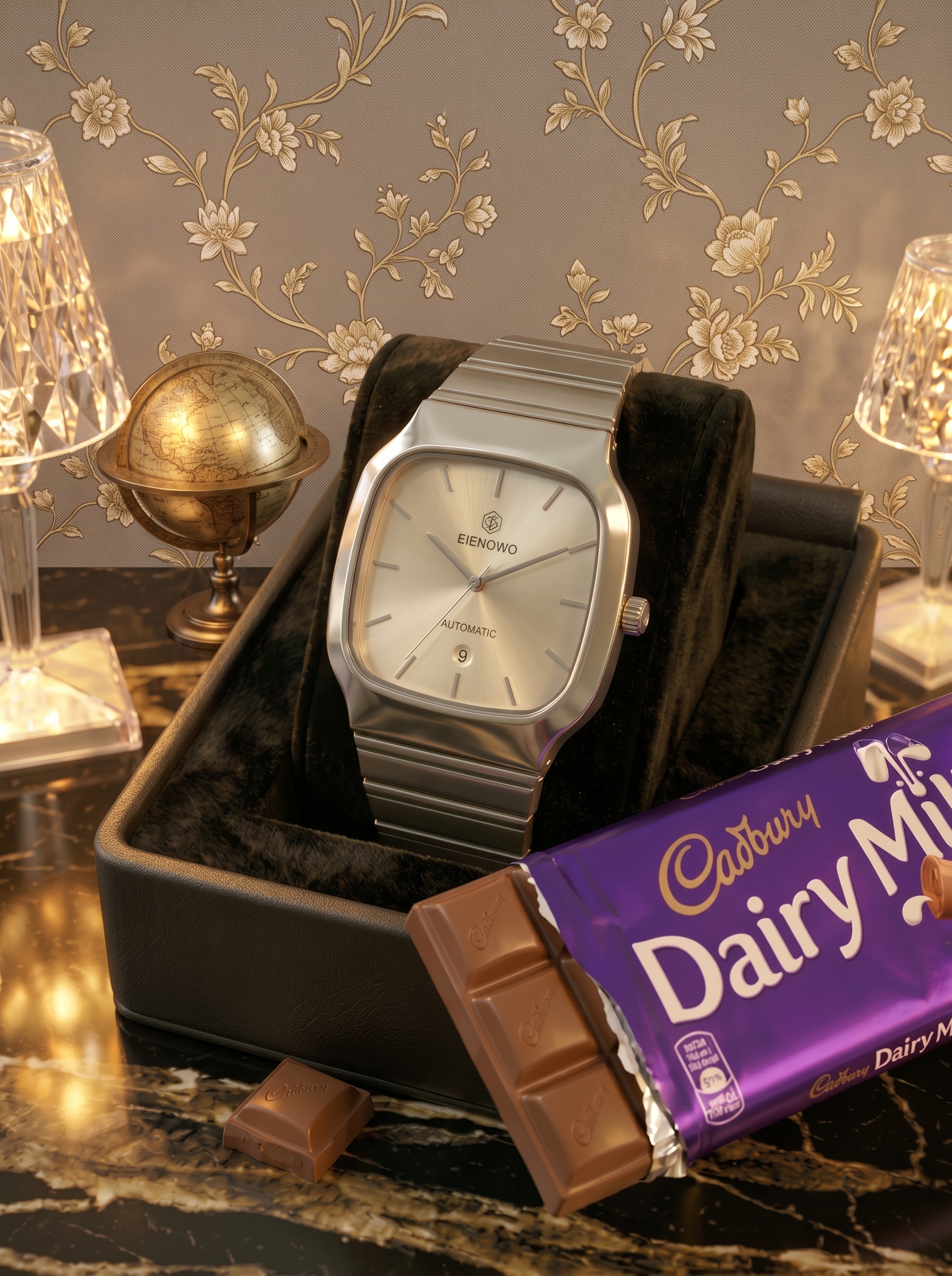 Diamond Automatic Silver Square Dial view 3