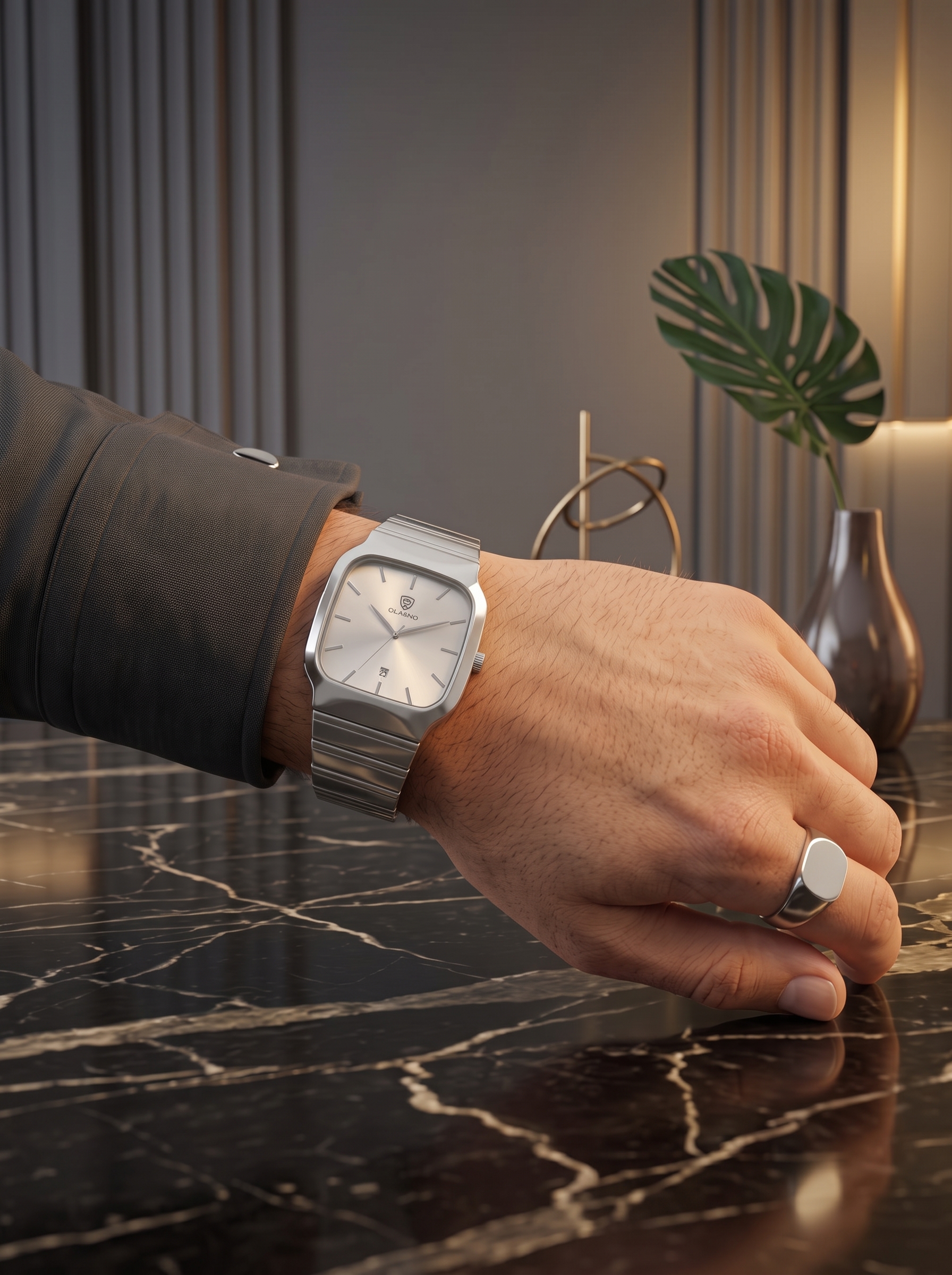 Diamond Automatic Silver Square Dial view 4