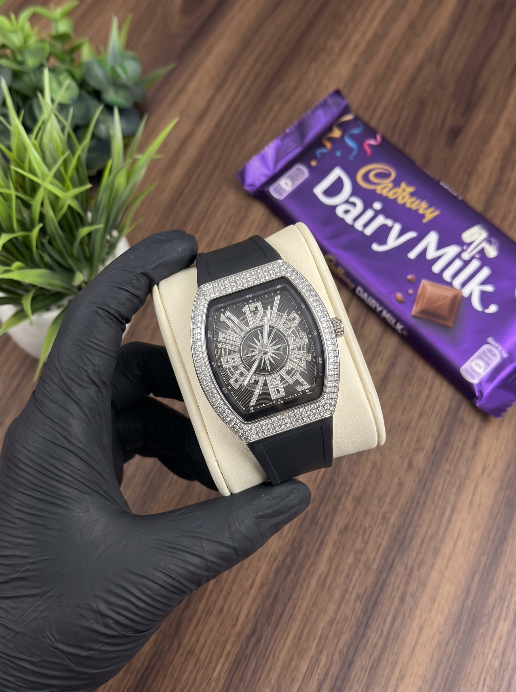 Luxury FM Diamond Watch White Strap view 3
