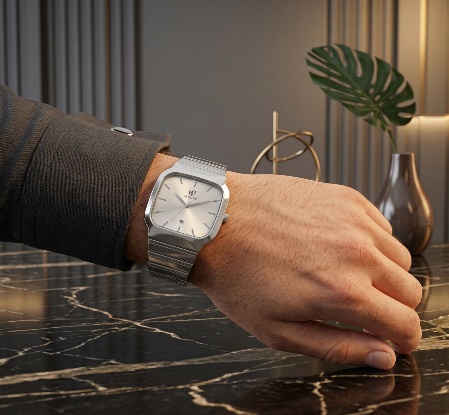 Diamond Automatic Silver Square Dial view 2